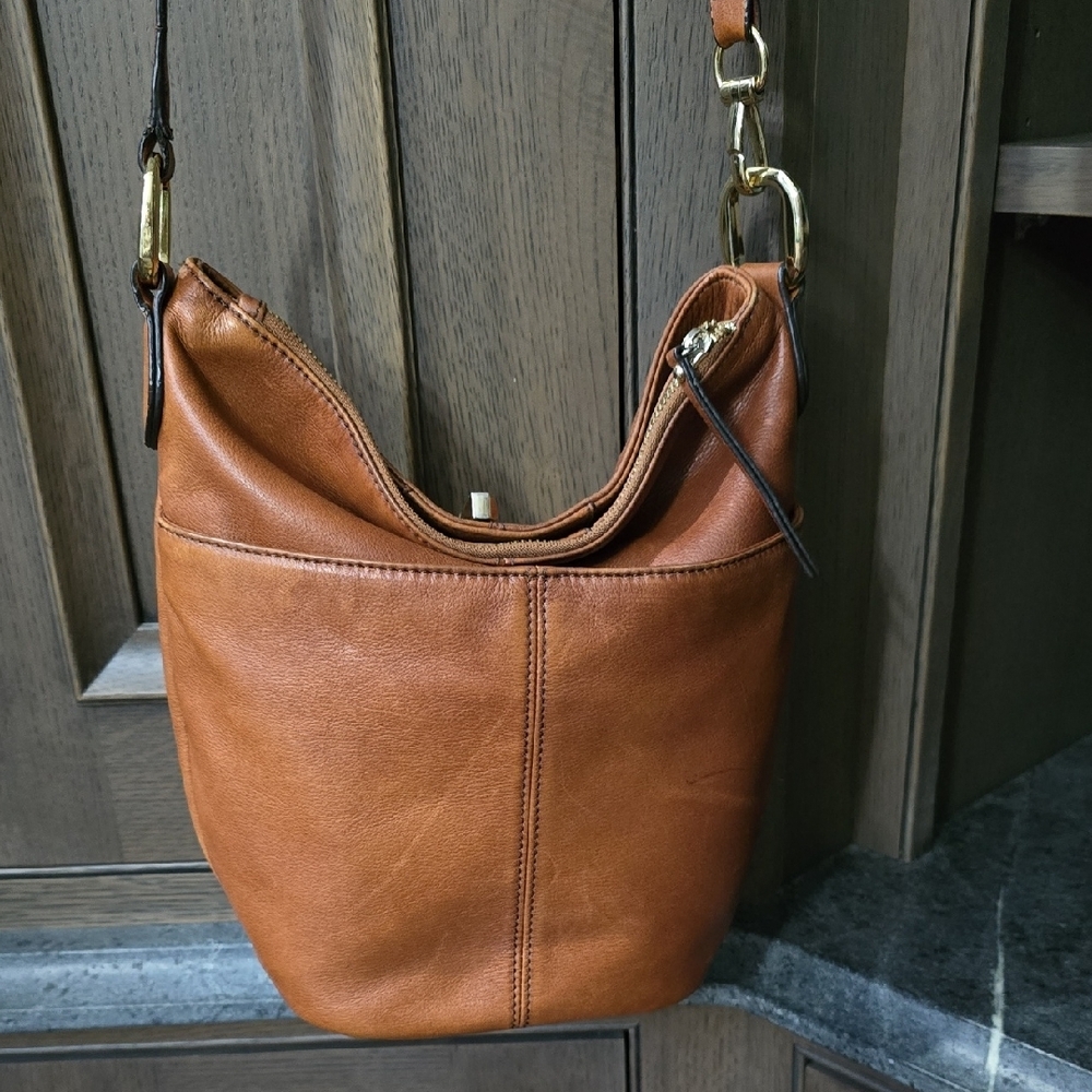 B. Makowski Brown Leather Crossbody Hobo Bag - Picture 3 of 11